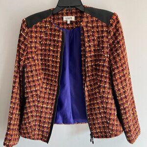 From the Set by Daniel Lawson Size M Tweed Jacket with Leather Accents